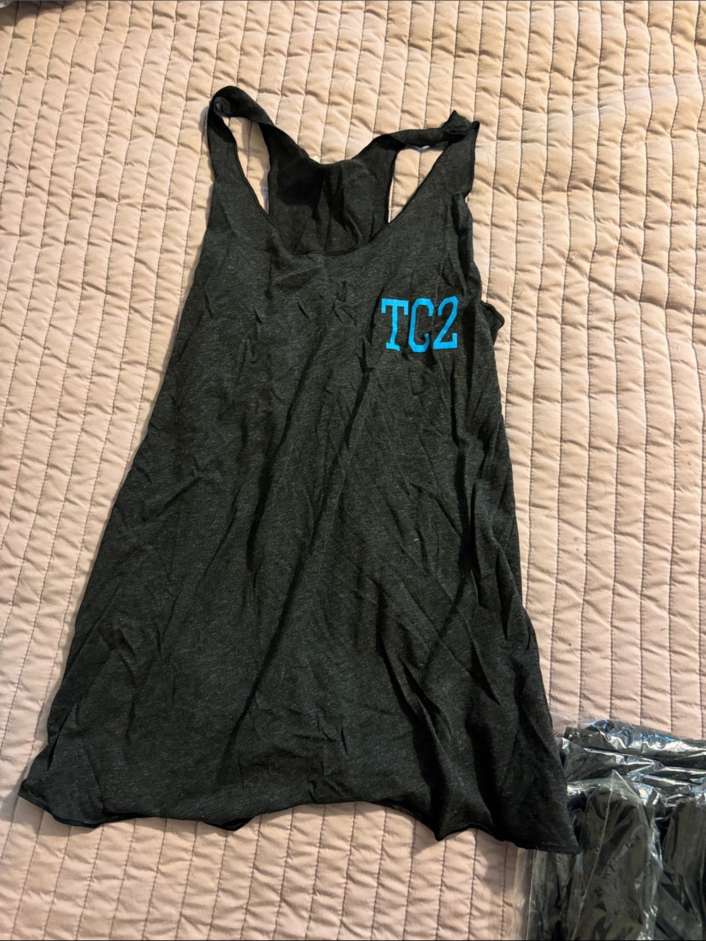 Next Level Apparel Black Racerback Tank with Blue TC2 Logo